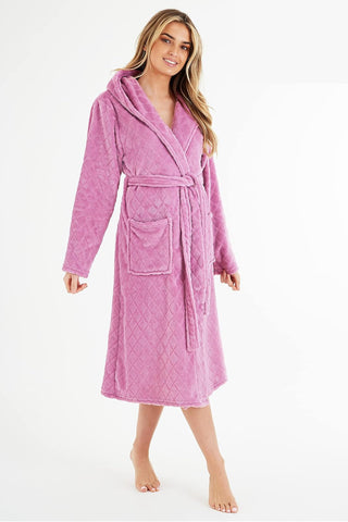 Ladies City Comfort Soft Fleece Orchid Dressing Gown