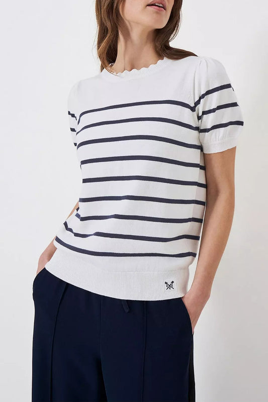 Ex Crew Clothing Short Sleeve Striped Jumper