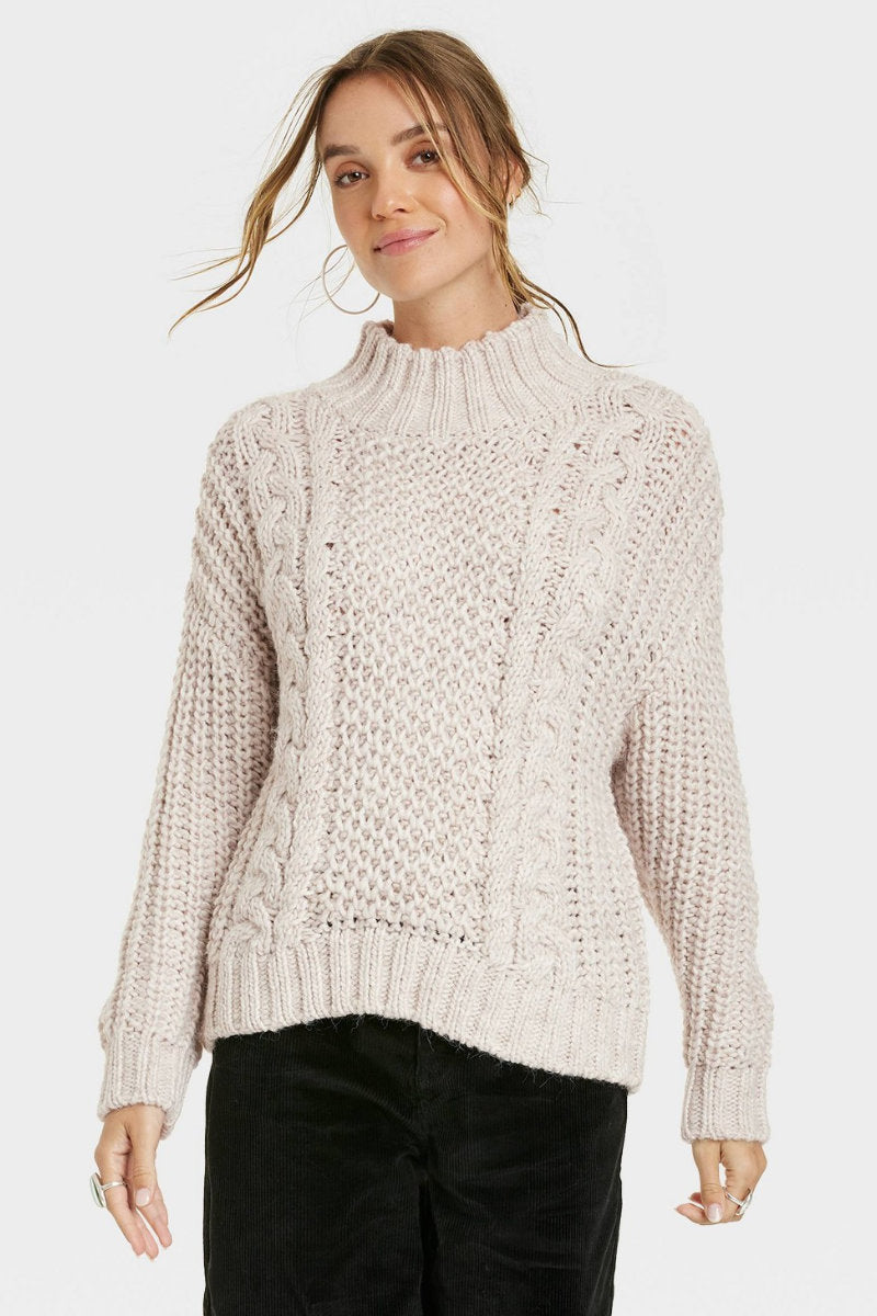 Oversized Cable Oat Roll Neck Jumper