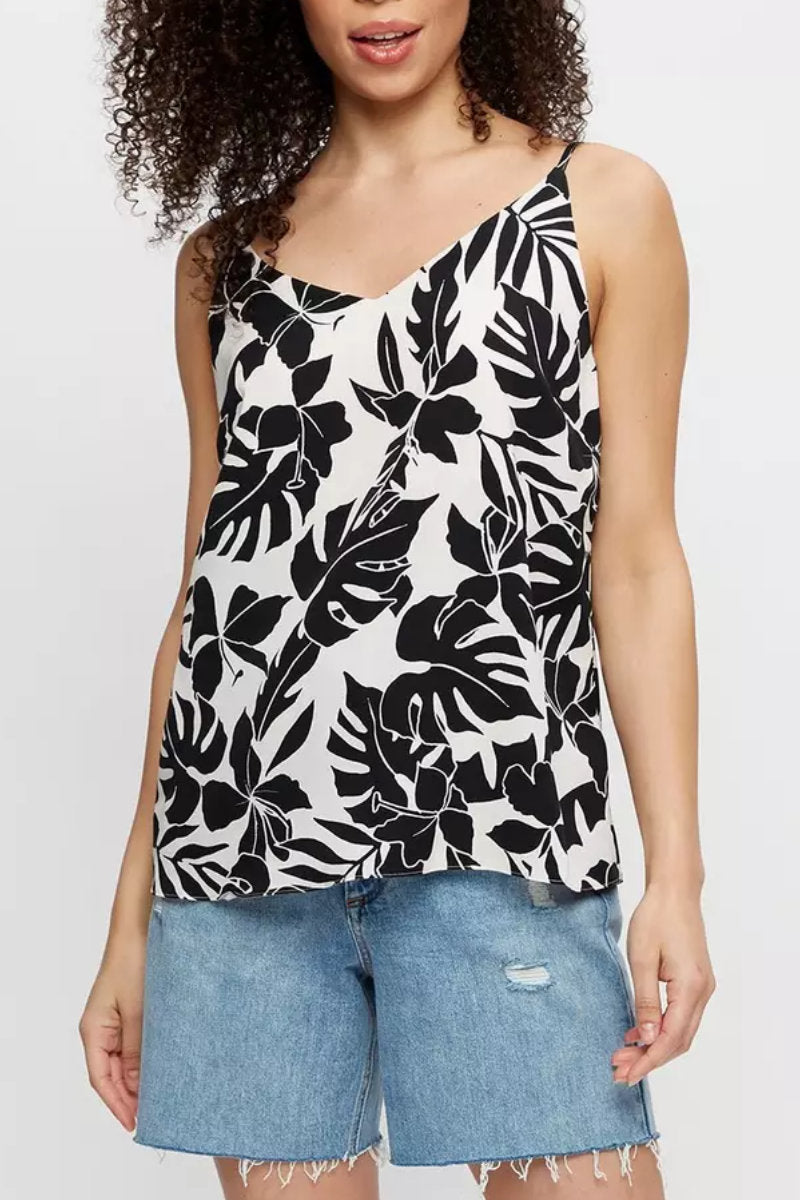 Famous Store Ladies Mono Tropical Printed Cami Top