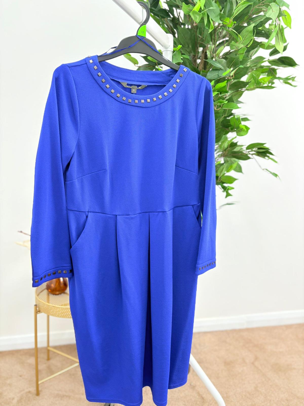 EX-Bonmarche Fit & Flare Electric Blue Dress