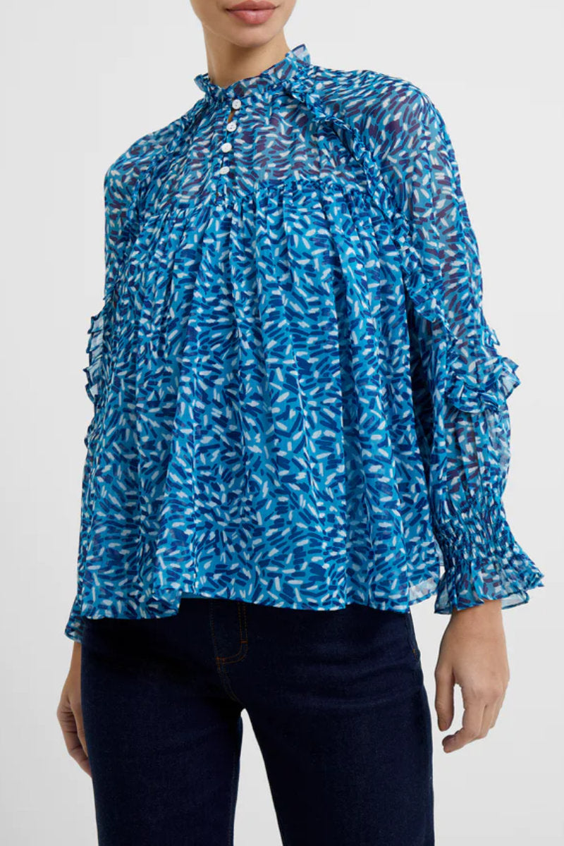 Ex-FC Ladies Blue Mosaic Frill Top