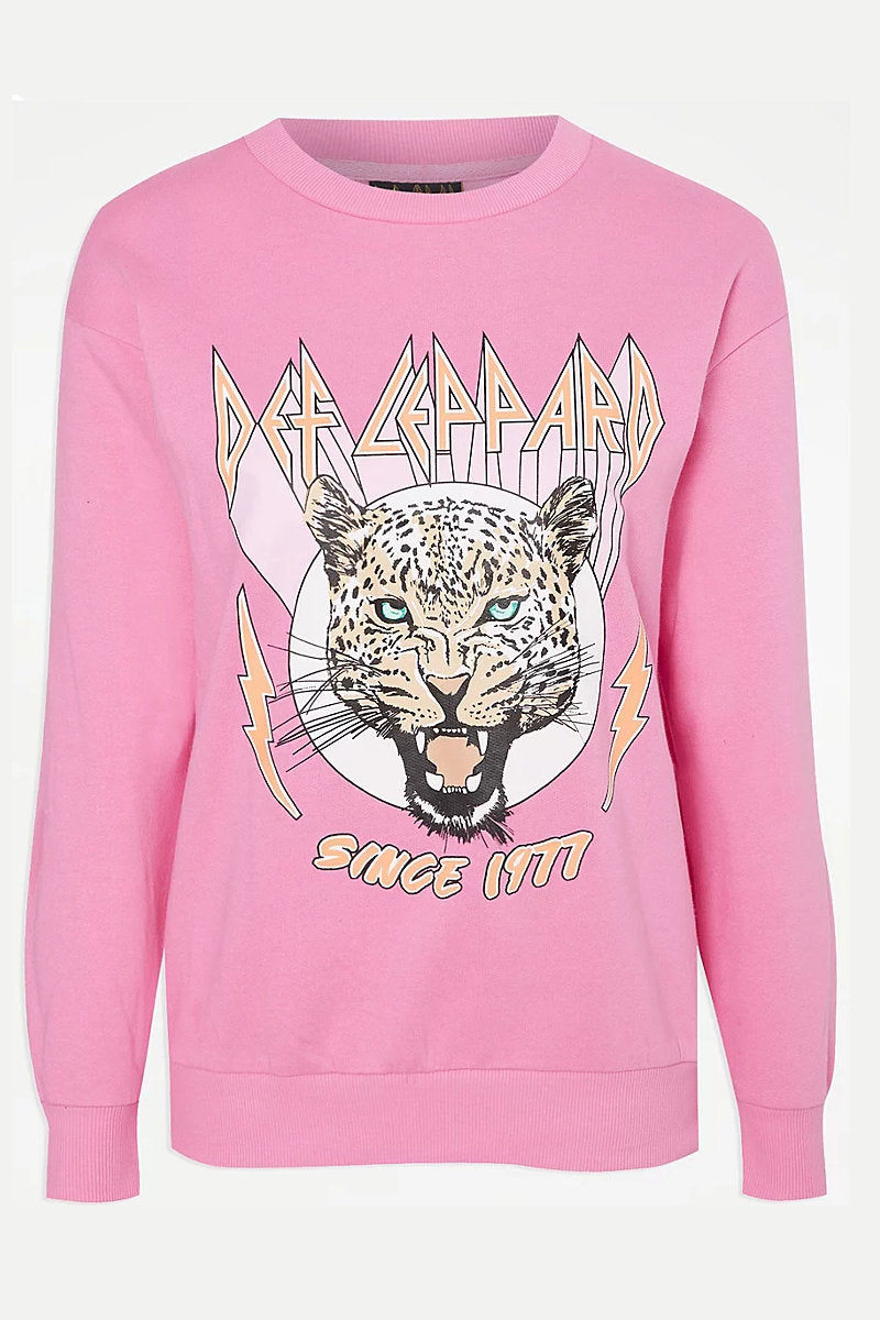 Famous Store Def Leppard Pink Sweatshirt