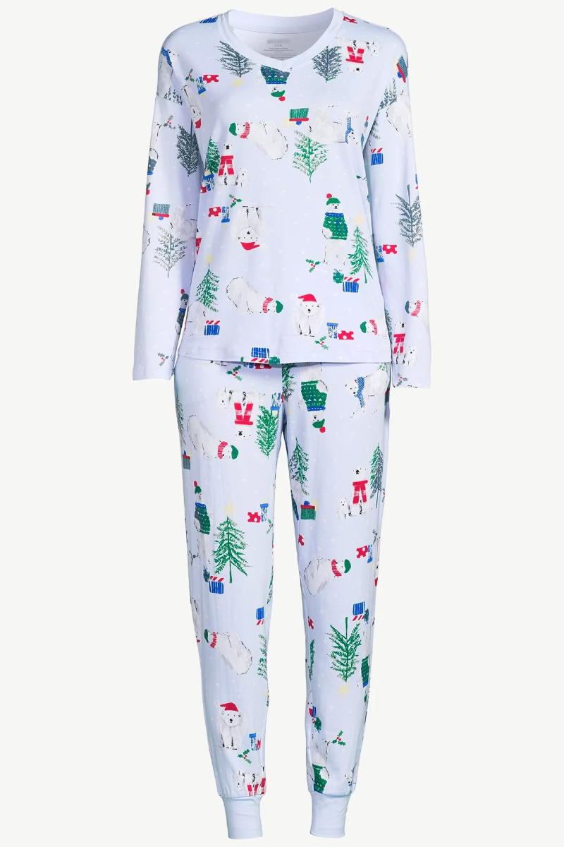 Ladies Christmas Print 2-Piece Pyjama Set