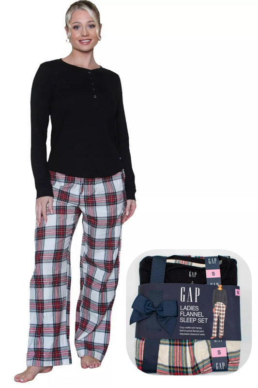 Ladies Gap Black Check Pyjamas Gift Set