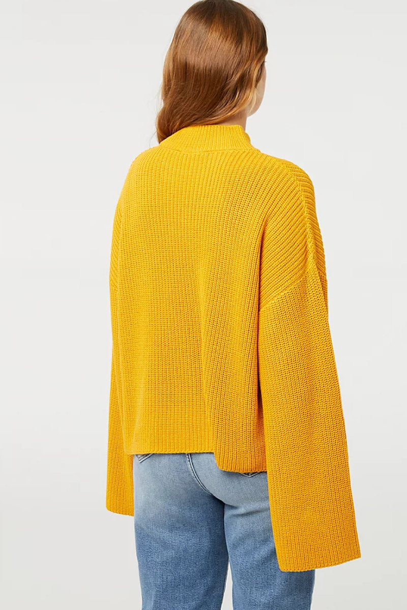 Supermarket Label Flare Knit Jumper Yellow