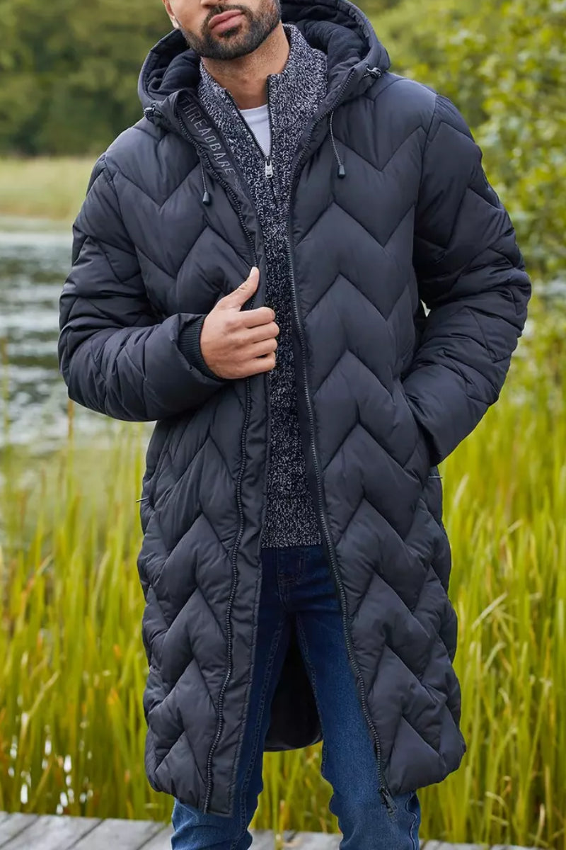 Men's Threadbare 'Gandey' Longline Hooded Padded Jacket Black