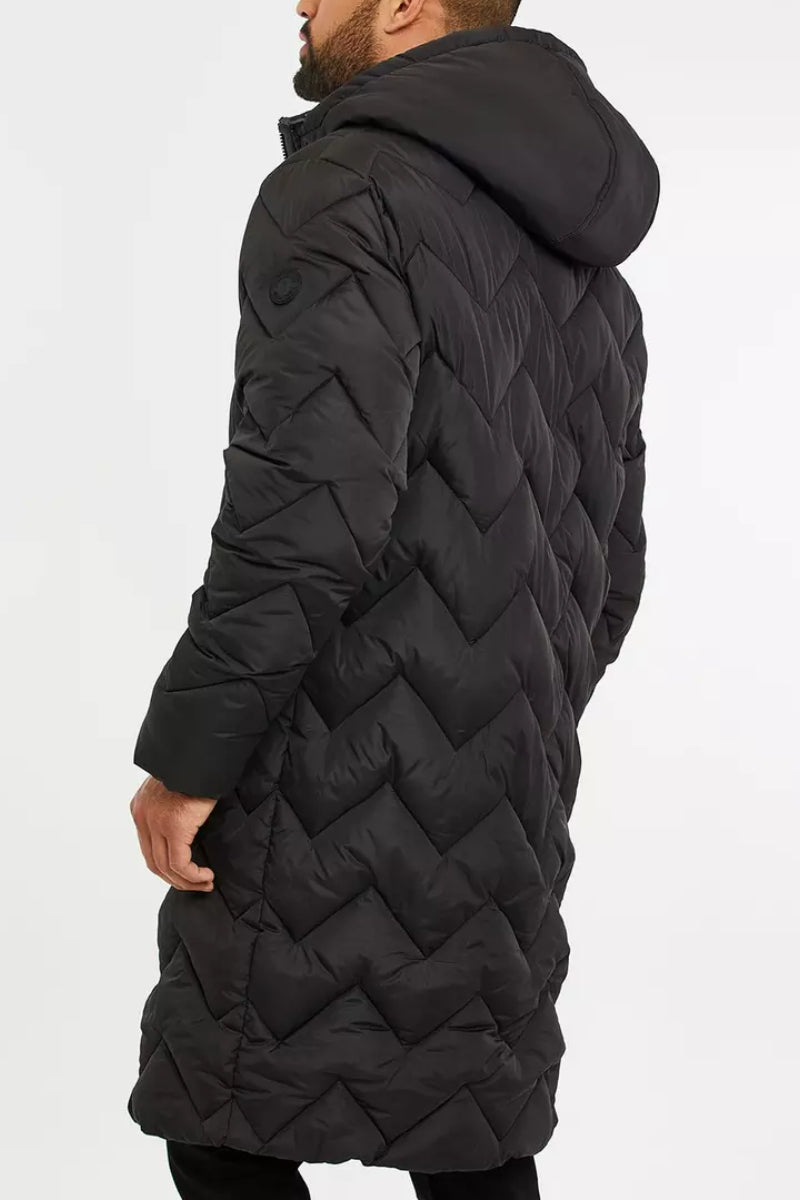 Men's Threadbare 'Gandey' Longline Hooded Padded Jacket Black