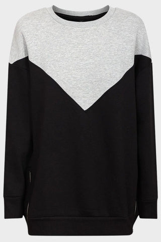 Chevron Side Zip Sweatshirt Black & Grey