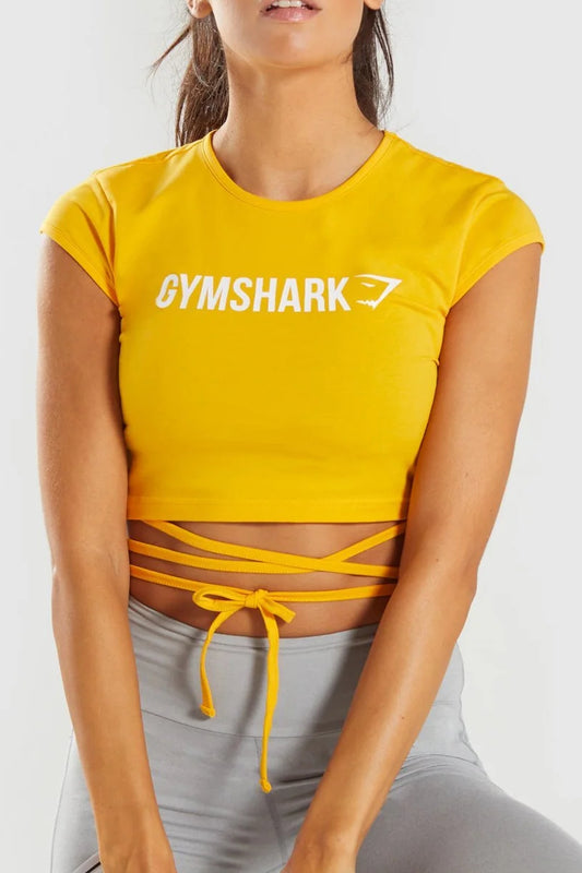 Gymshark Ribbon Capped Sleeve Crop Top Citrus Yellow