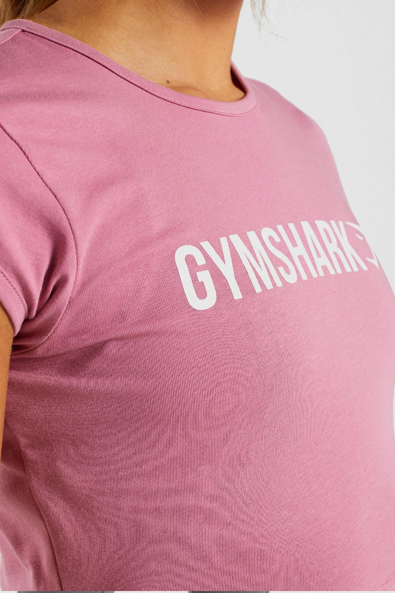 Gymshark Ribbon Capped Sleeve Crop Top Dusky Pink