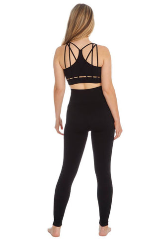 Ladies Seamless Black Gym Top