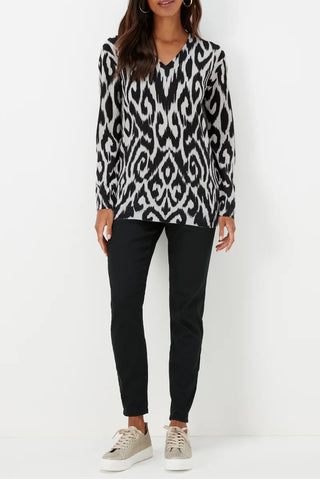 Famous Store Grey Ikat Print Soft Touch Jumper