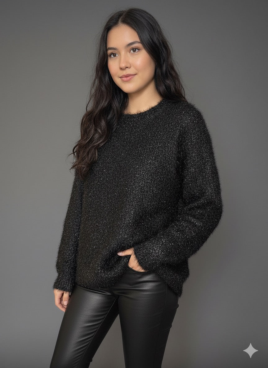 EX F&F Fluffy Sparkle Knit Black