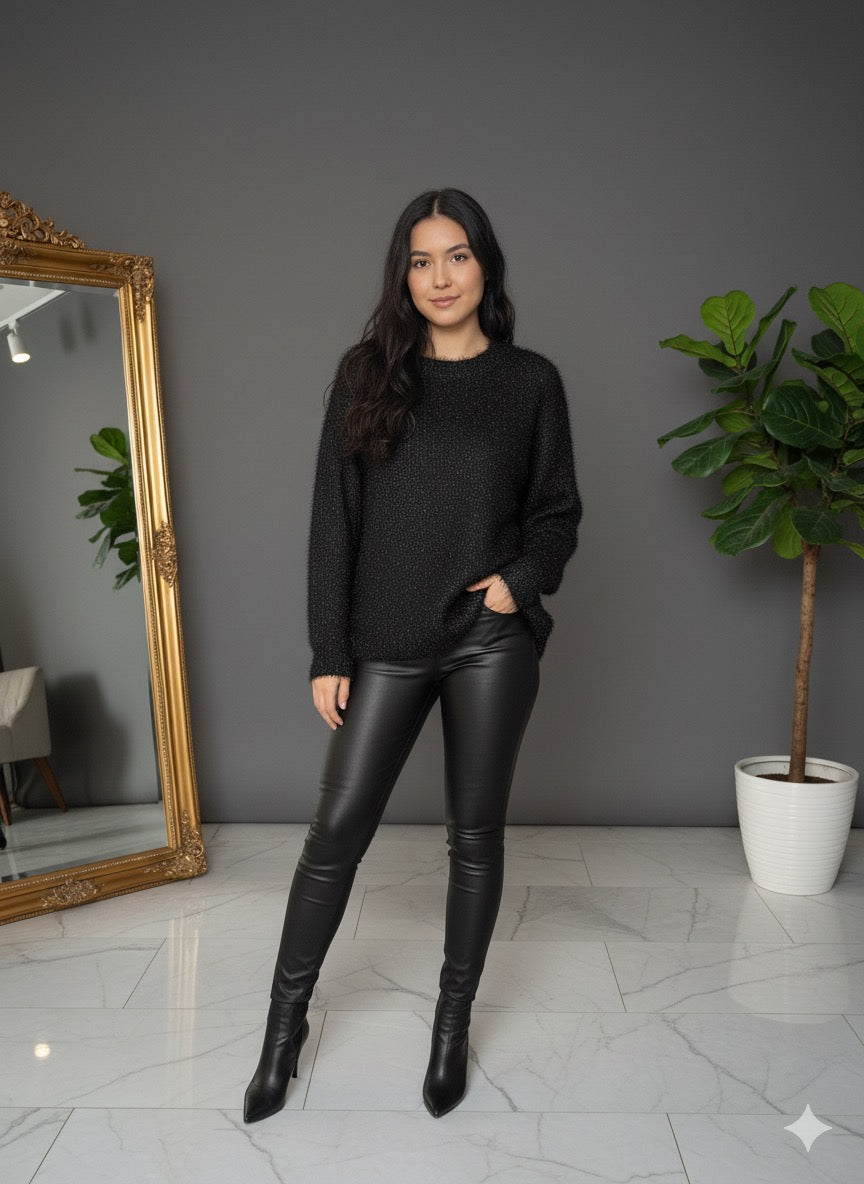 EX F&F Fluffy Sparkle Knit Black