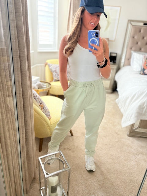 Woman's Turn Up Green Jogging Bottoms