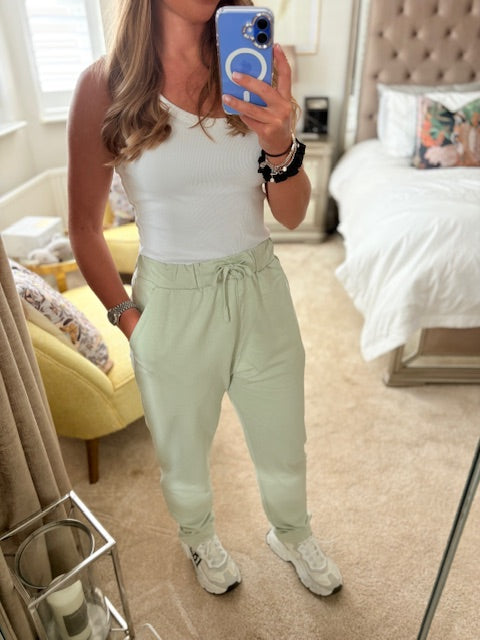 Woman's Turn Up Green Jogging Bottoms
