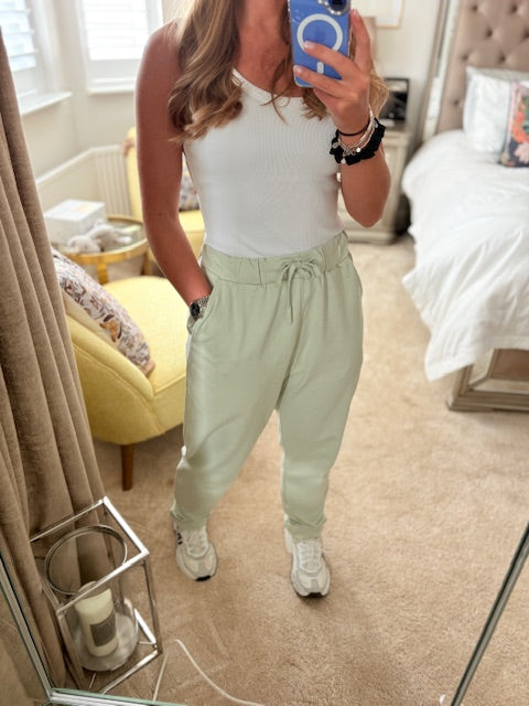 Woman's Turn Up Green Jogging Bottoms