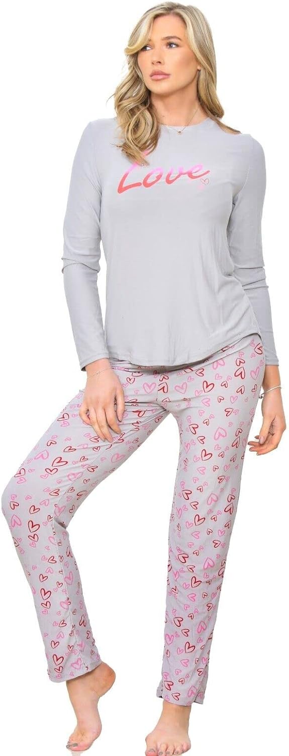 Ladies Love Print Long Sleeve Pyjama Set