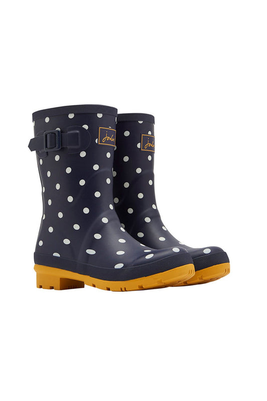 Joules Mid Height French Navy Spot Wellibobs