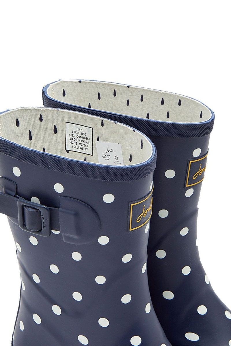 Joules Mid Height French Navy Spot Wellibobs