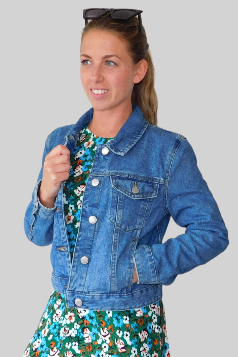 Women's cropped denim jacket on sale uk