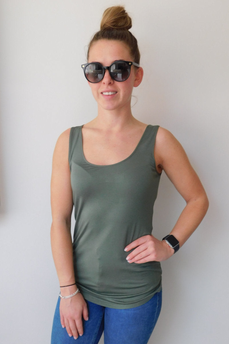 Ladies Khaki Vest Top