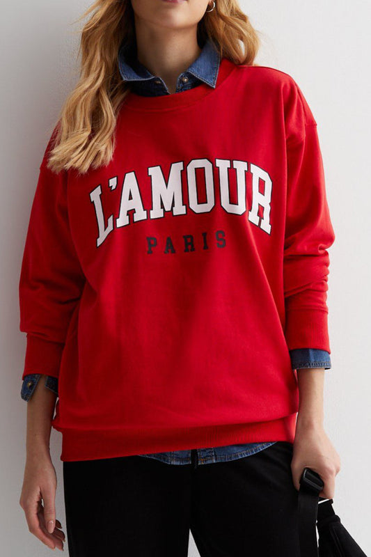 Ex New Look L'Amour Red Crew Neck Sweatshirt