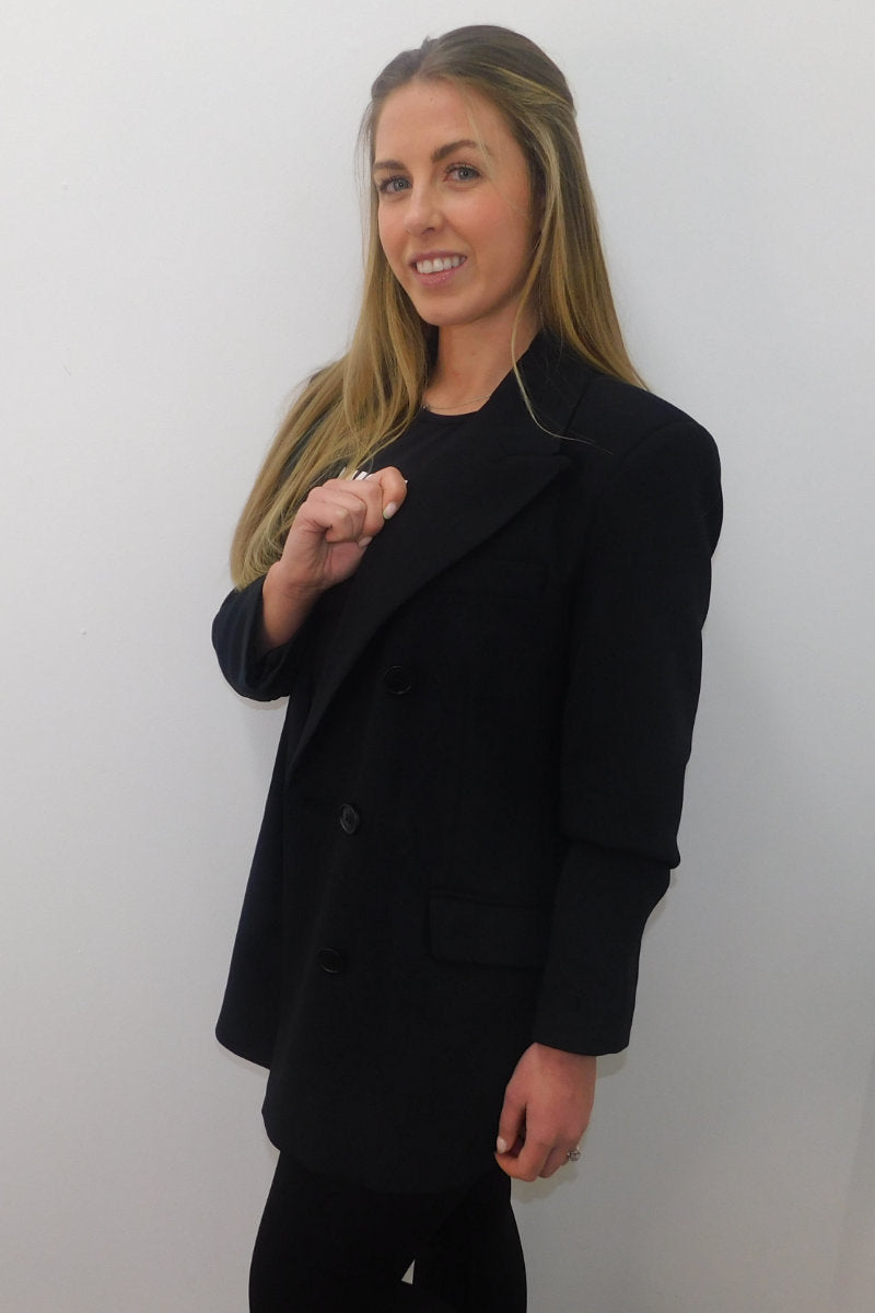 Ladies Black Double Breasted Blazer Shush Ladies Black Double Breasted Blazer Shush