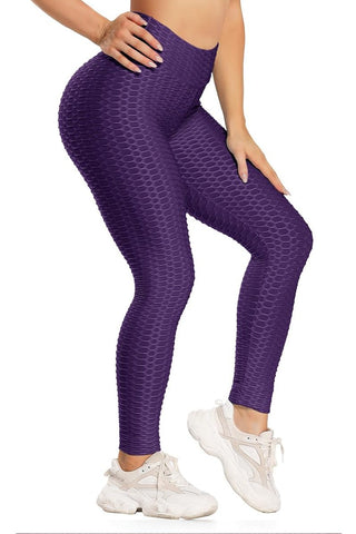 Waffle Texture Bubble High Waist Gym 