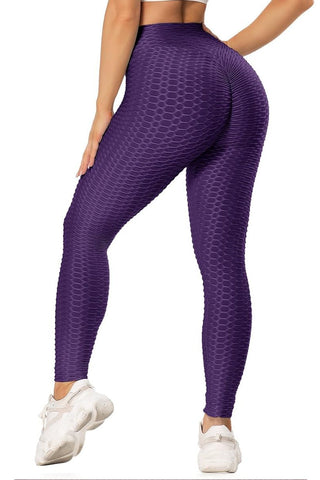 Waffle Texture Bubble High Waist Gym 