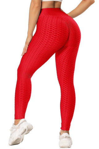 Waffle Texture Bubble High Waist Gym 