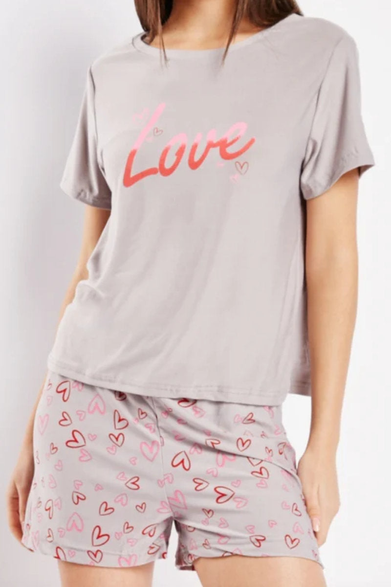 Ladies Love Print Short 2pc Pyjama Set