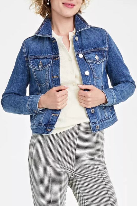 Macy's Classic Denim Trucker Jacket Dark Wash