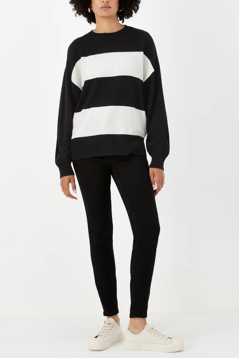 Famous Store Black & Cream Batwing Sleeve Soft Touch Jumper