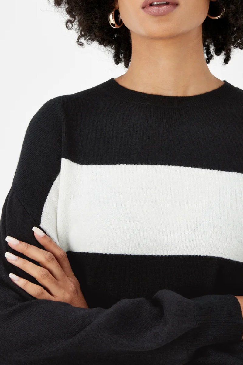 Famous Store Black & Cream Batwing Sleeve Soft Touch Jumper