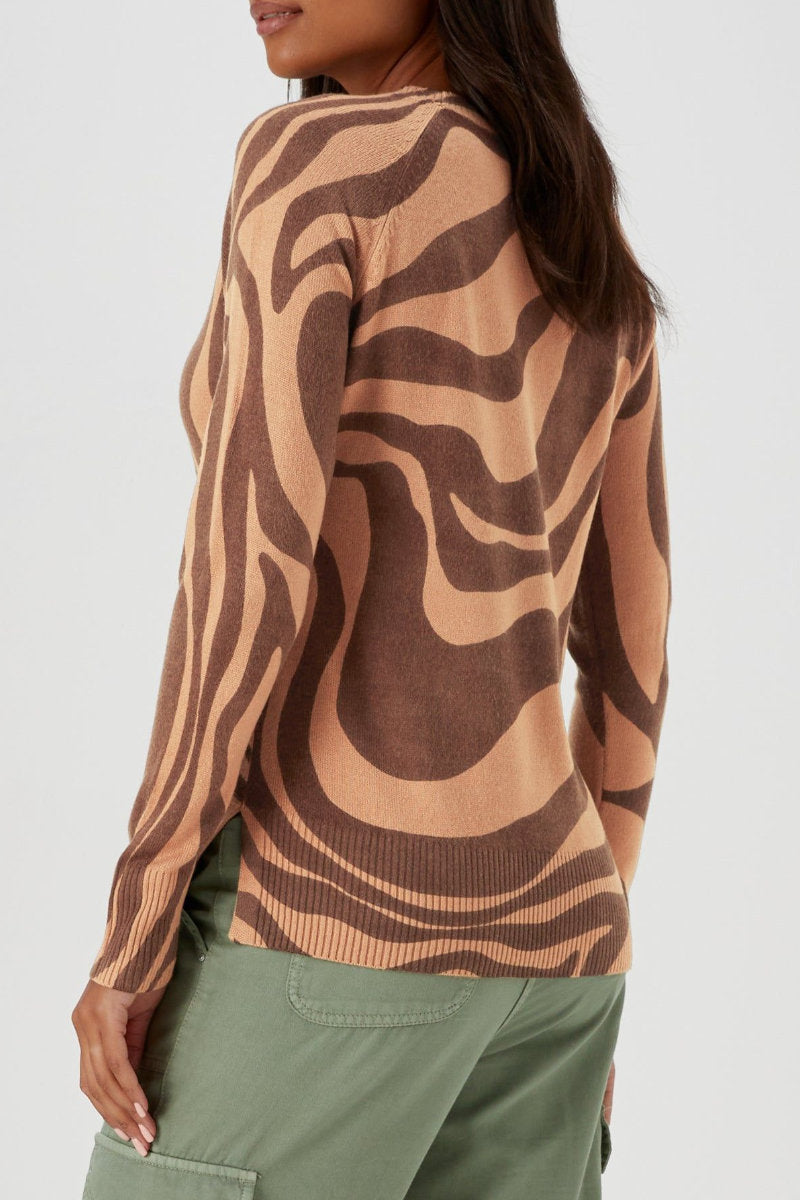 Famous Store Swirl Print Jumper in Brown