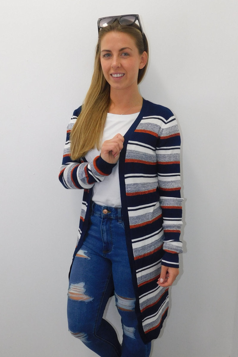 Ex Matalan Navy Striped Cardigan Shush