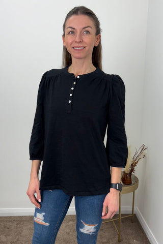 Ex M&Co Button Front Top in Black