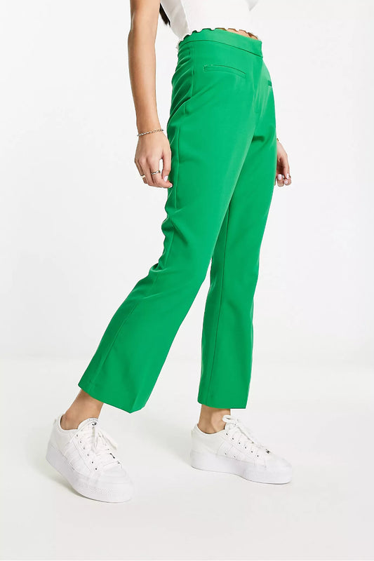 Ex-Miss Selfridge Cropped Flare Trousers Green