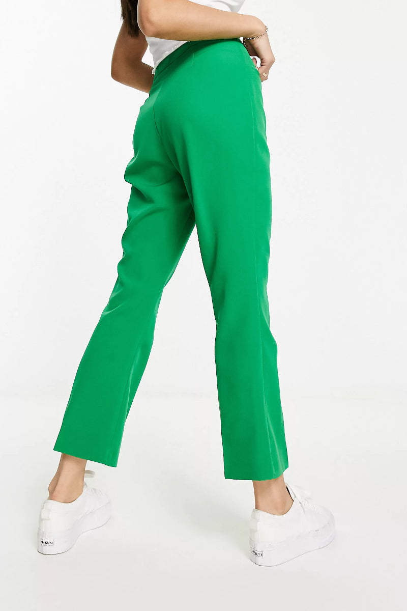 Ex-Miss Selfridge Cropped Flare Trousers Green