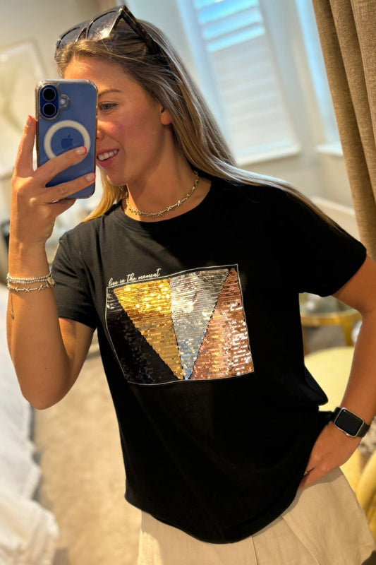 Paramour Sequin Live In The Moment T-Shirt - Multiple Colours