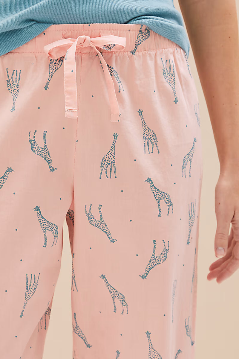 Famous Store Collection Pure Cotton Giraffe Print Pyjama Bottoms