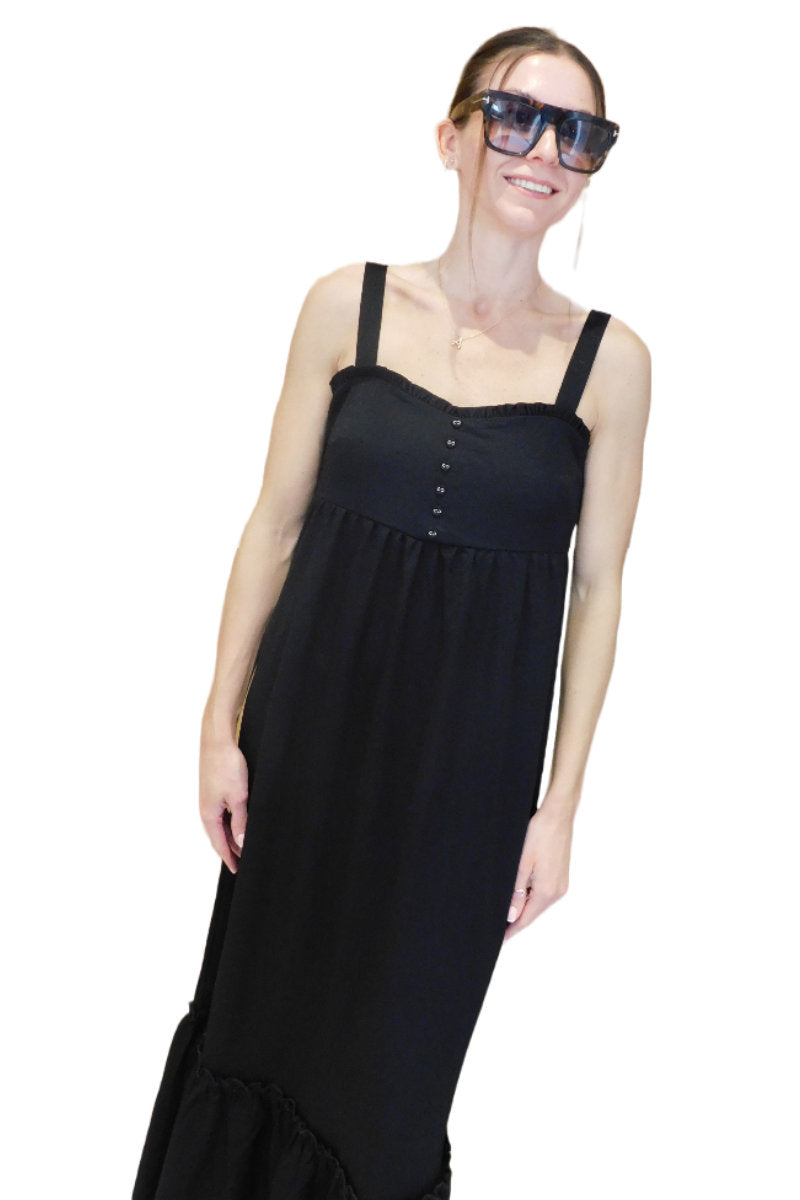 Ex-Store Pique Cami Midi Dress Black