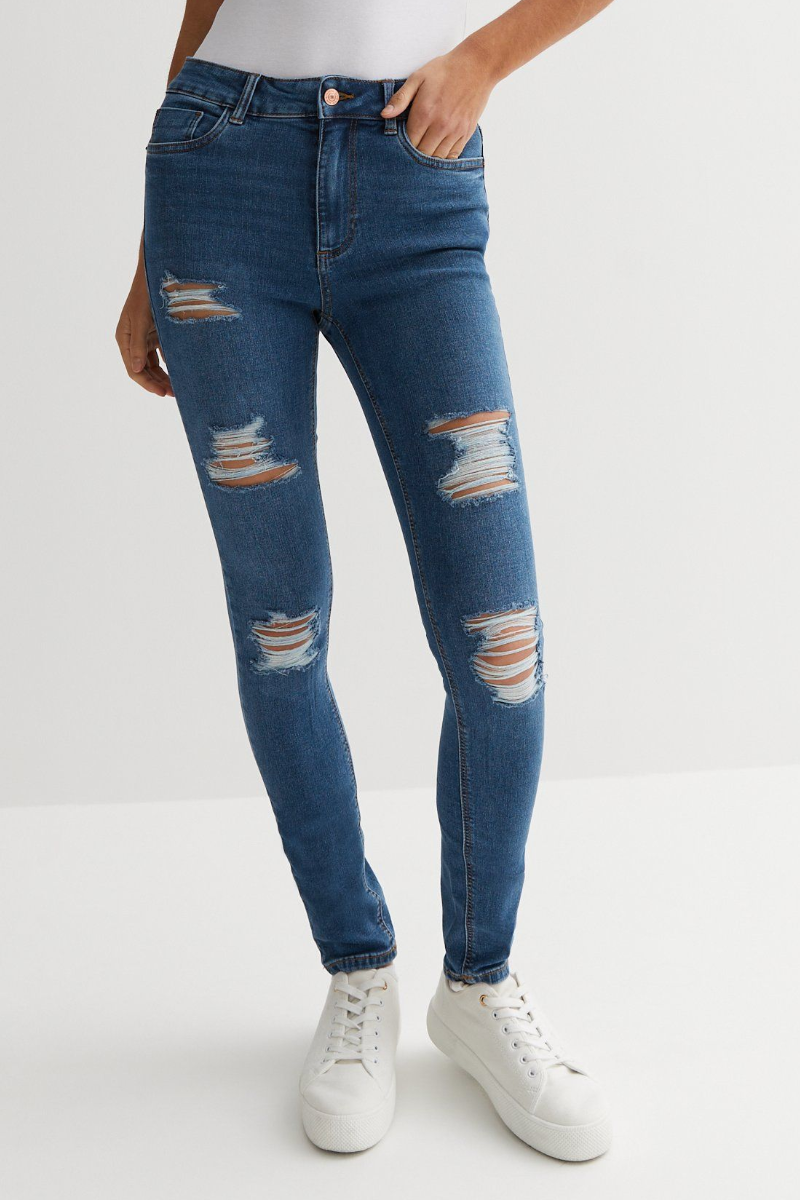 Famous Store Blue Ripped Skinny Jeans