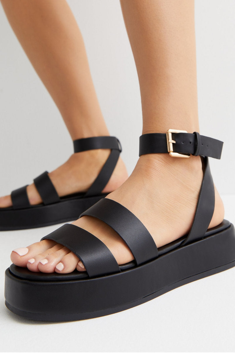 Ex Famous Store Black Gladiator Sandals