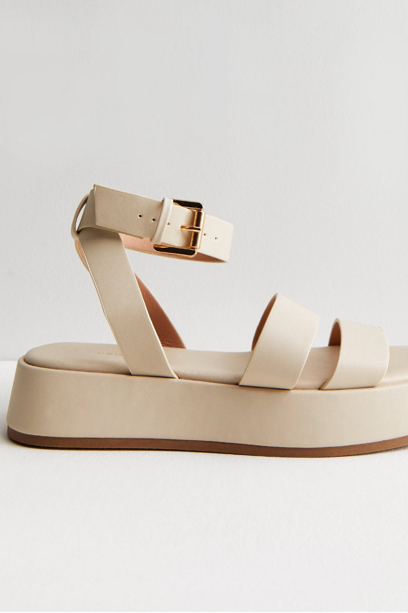 Ex Famous Store Cream Gladiator Sandals