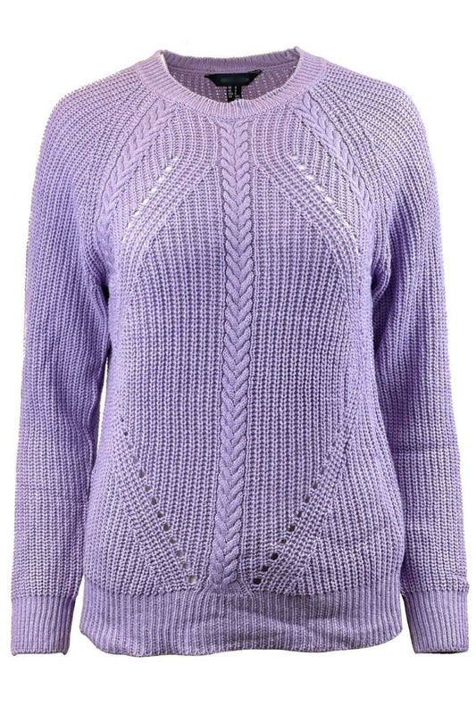 Famous Store Cable Knit Raglan Sleeve Jumper Violet