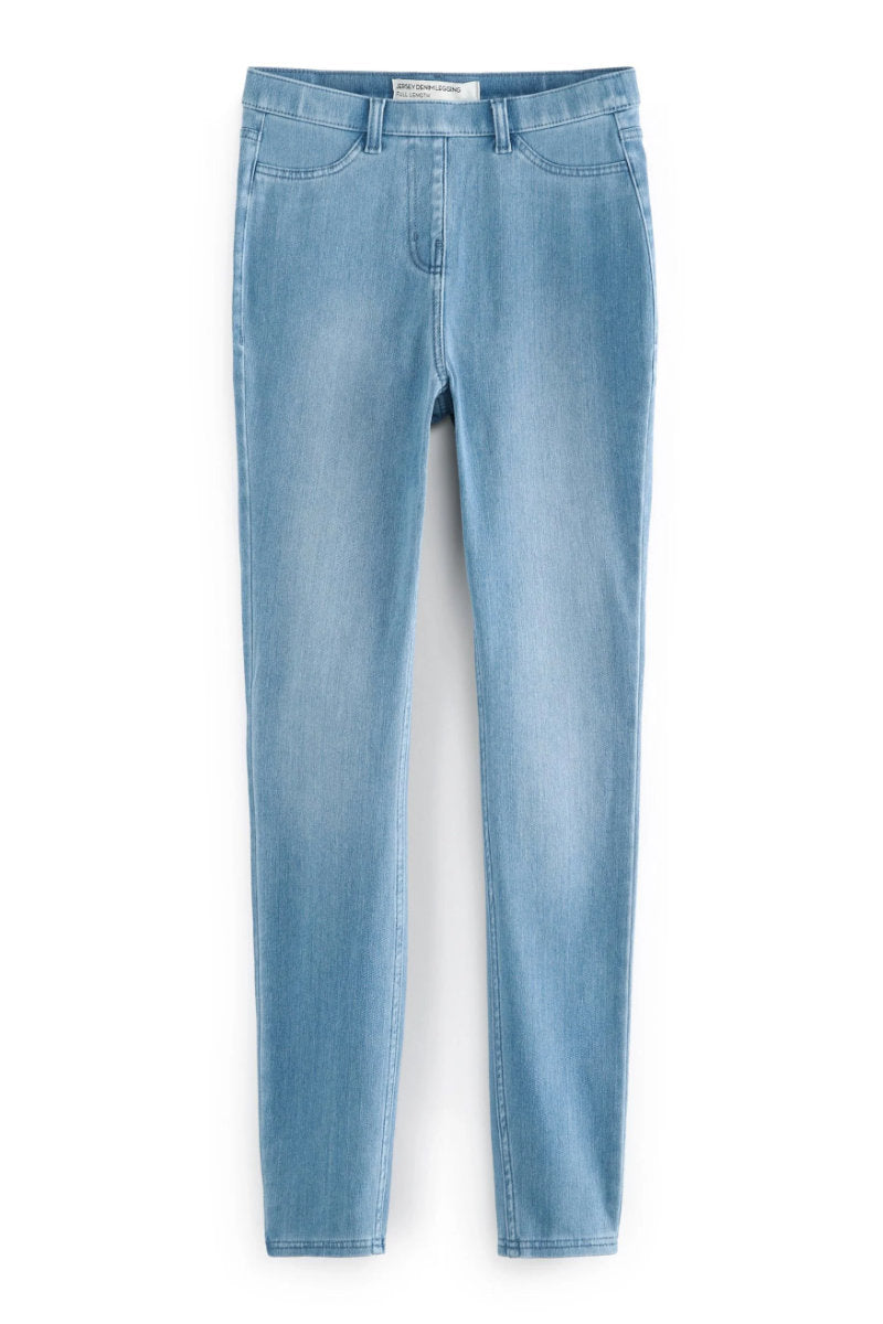 Famous Store Jersey Denim Leggings Blue Bleach