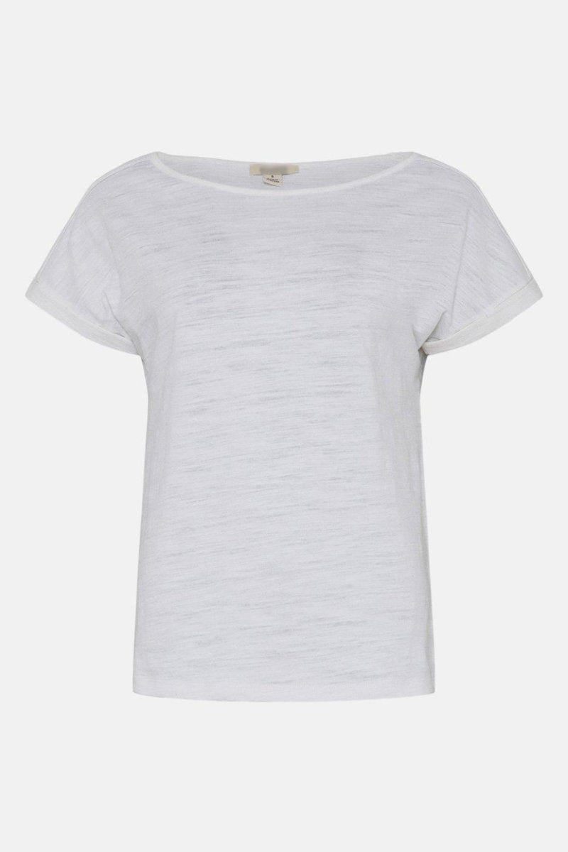 Famous Label Cotton Slub Roll Sleeve T-Shirt Ivory